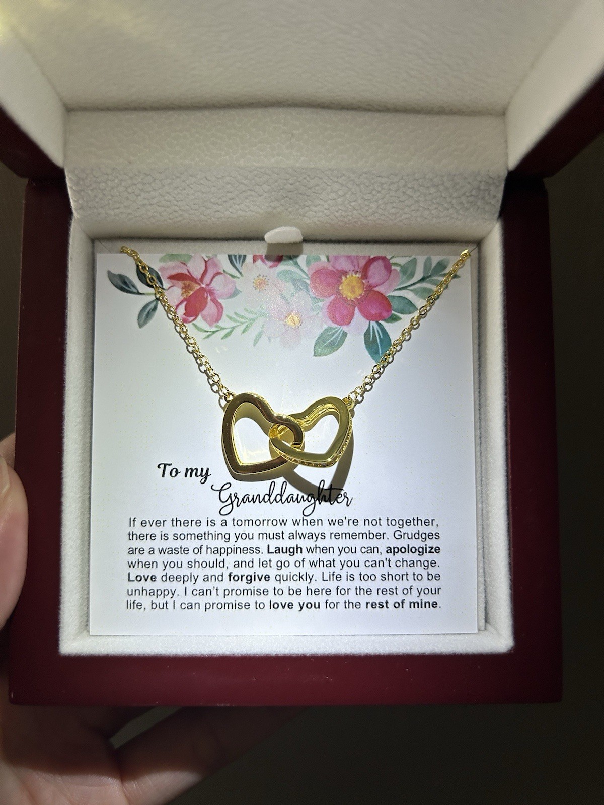 To my granddaughter linked hearts Necklace Gift Birthday Graduation Christmas