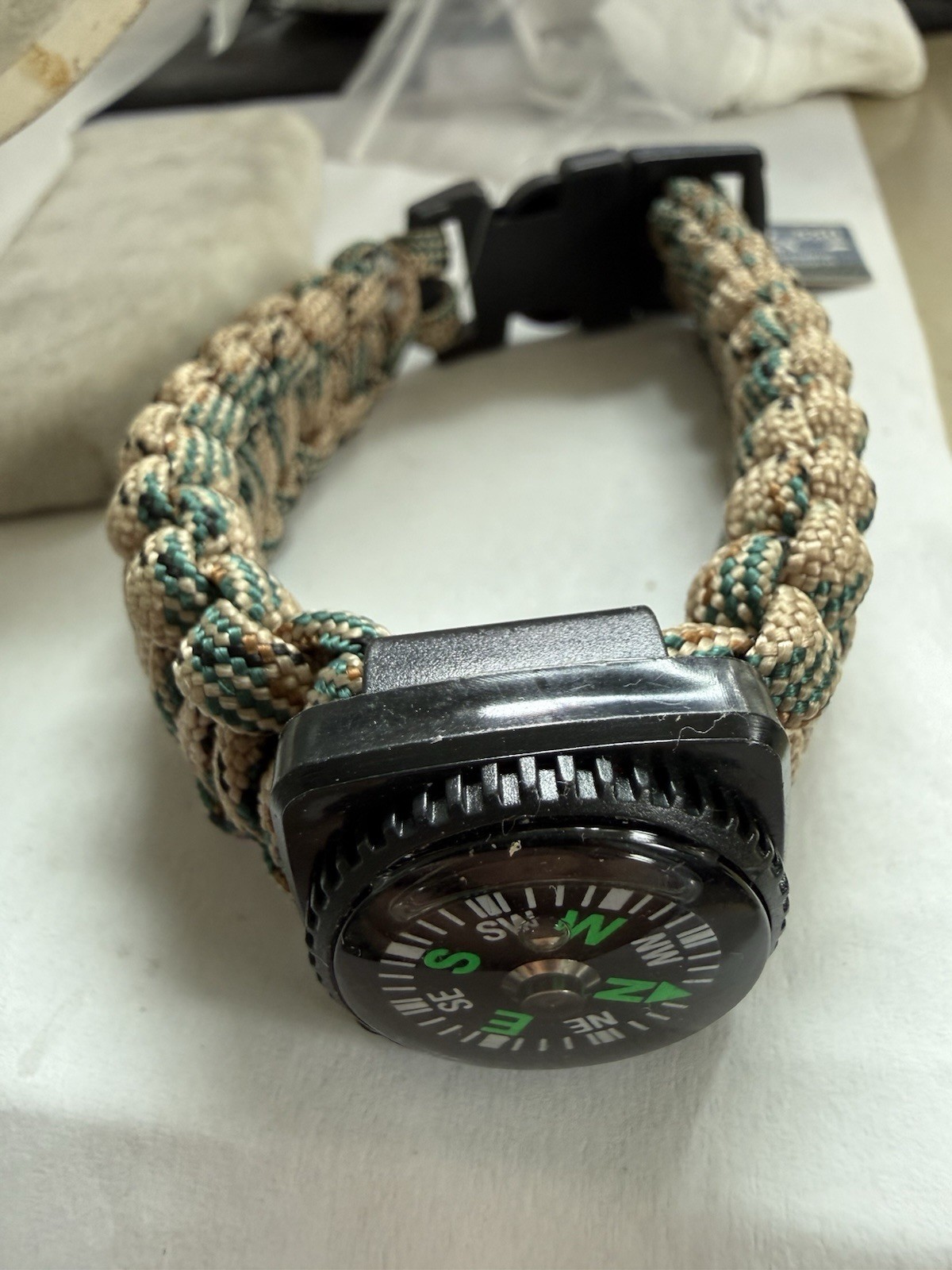 PARACORD 550 Hand Knotted Camouflage Bracelet With Compass -Jewelry- NEW