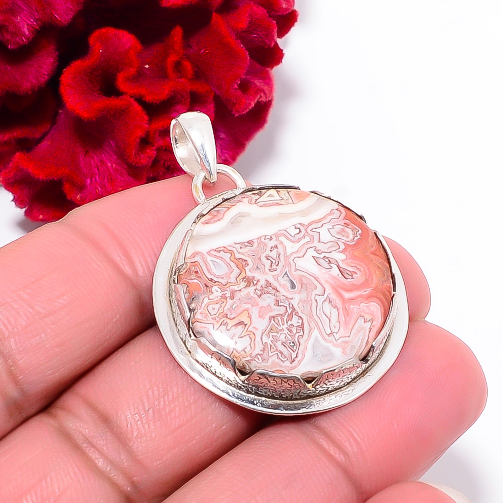 Rosetta Jasper – United State 925 Sterling Silver Pendant 1.56″ P102034