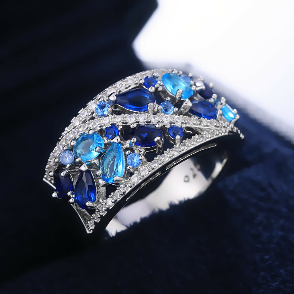 Gorgeous 925 Silver Filled Ring Women Cubic Zircon Jewelry Gift Sz 6-10