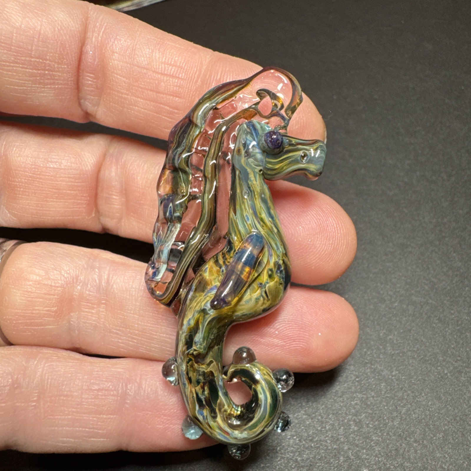 Lampwork Murano Art Glass Sea Horse Pendant, set of 3 brand new. Artisan made