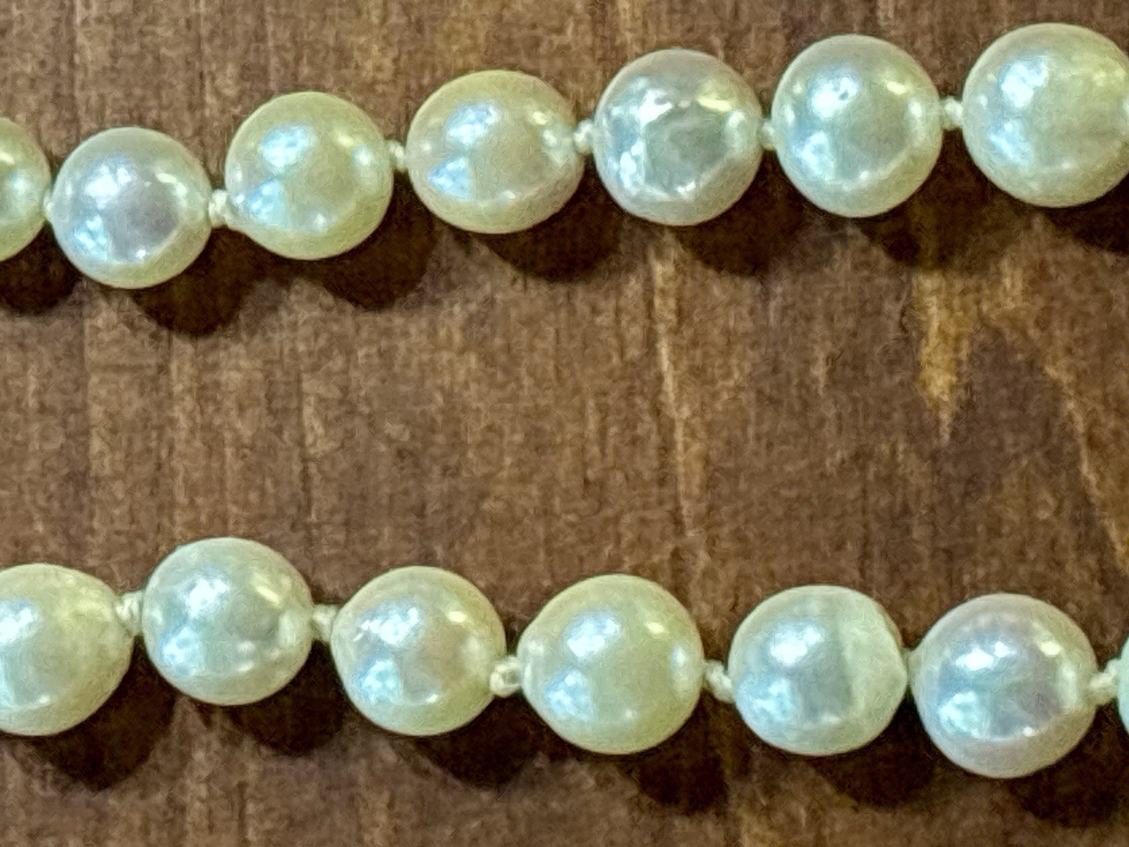 Vintage Genuine Pearl Necklace – 14K Gold Clasp Solid 585 Clasp Knotted Strand
