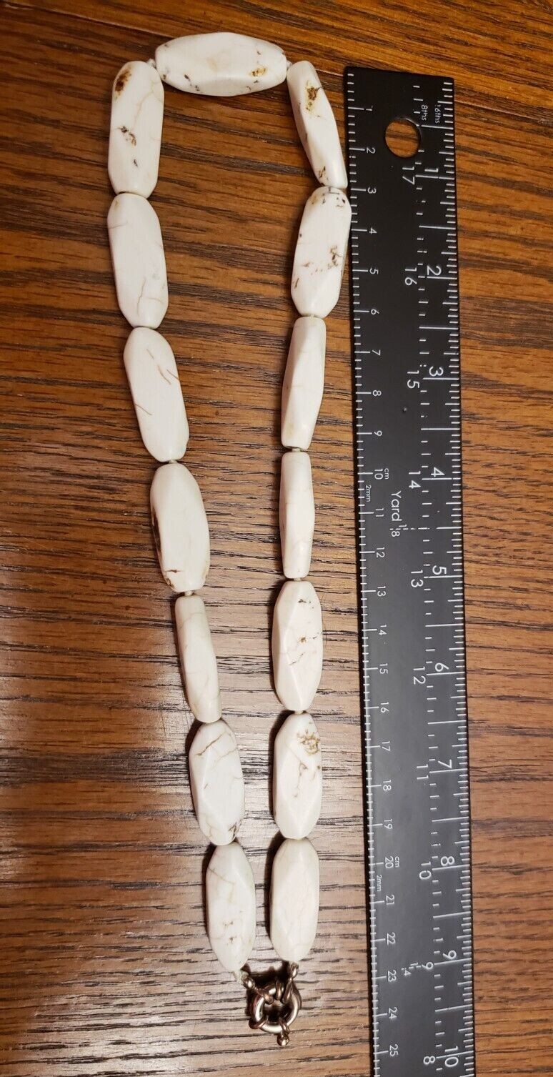 Vintage Natural White Turquoise Beaded Necklace 19 inches long