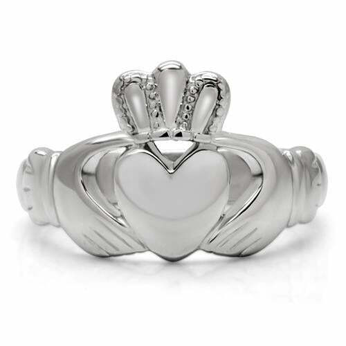 Women’S Stainless Steel Heart Shaped Irish Claddagh Ring No Stone Tk160