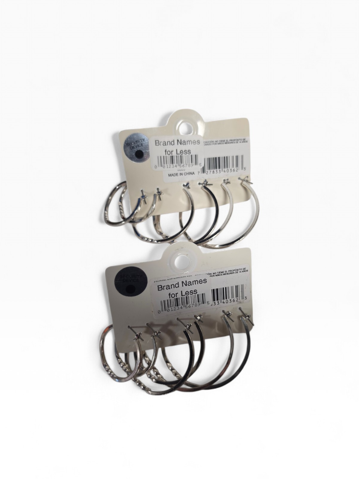New Hoop Earrings No Boundaries Y2K Style Silver Accent Hinge 6 TOTAL PAIRS