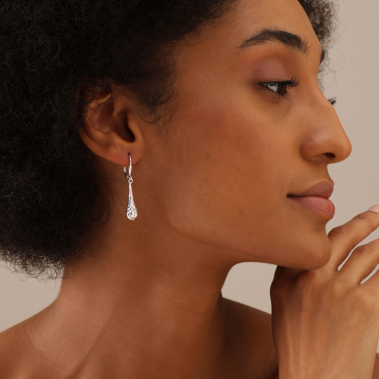 LeCalla 925 Sterling Silver Leverback Tear-Drop Dangle Earrings for Women 38 MM