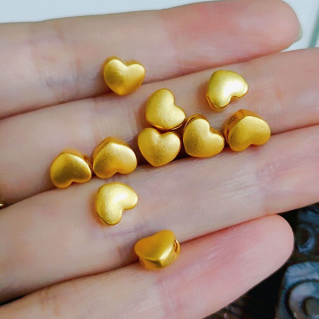 1pcs Pure 24K Yellow Gold 3D Hard Gold Lucky Heart Pendant