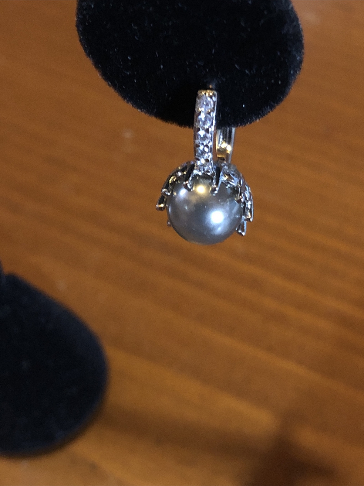 925 Sliver Black Pearl Crystal Tassel Ear Earrings Drop Dangle Wedding Women