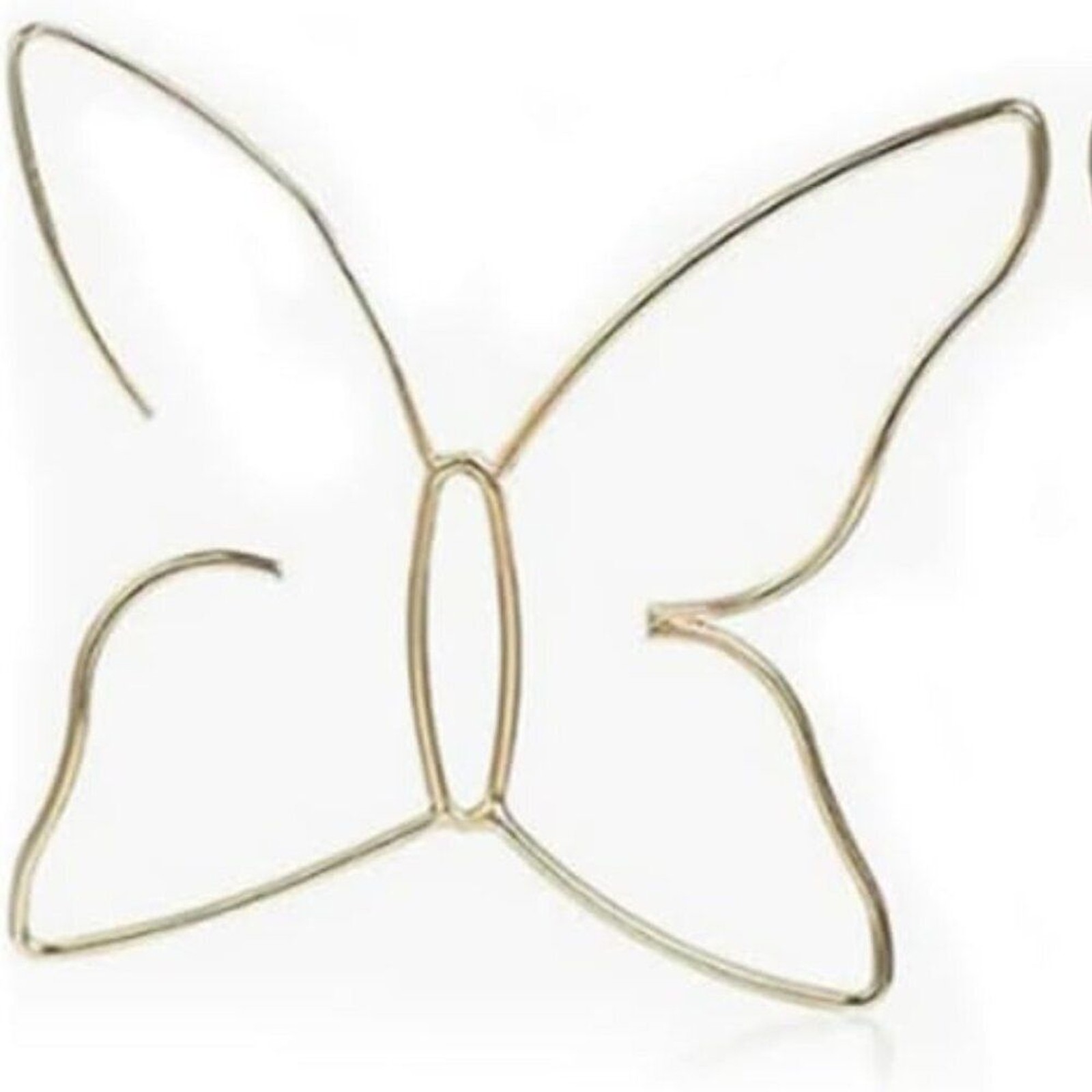 Gold Tone Butterfly Wire Hoop Earrings Lightweight Alloy French Hook