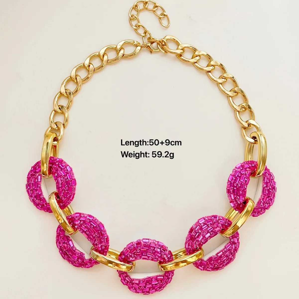 Fashion Exaggeration Punk Hip Hop Colorful Rhinestone Chain Geometry Necklace Go