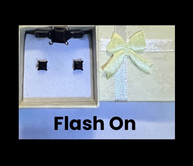 Beautiful Black Sapphire Square Earrings & Ring Size 10.5 Set