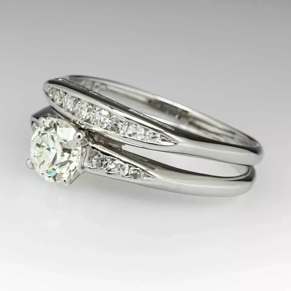 2.40Ct Round Simulated Women’s Bridal Ring Set 14k White Gold Plated