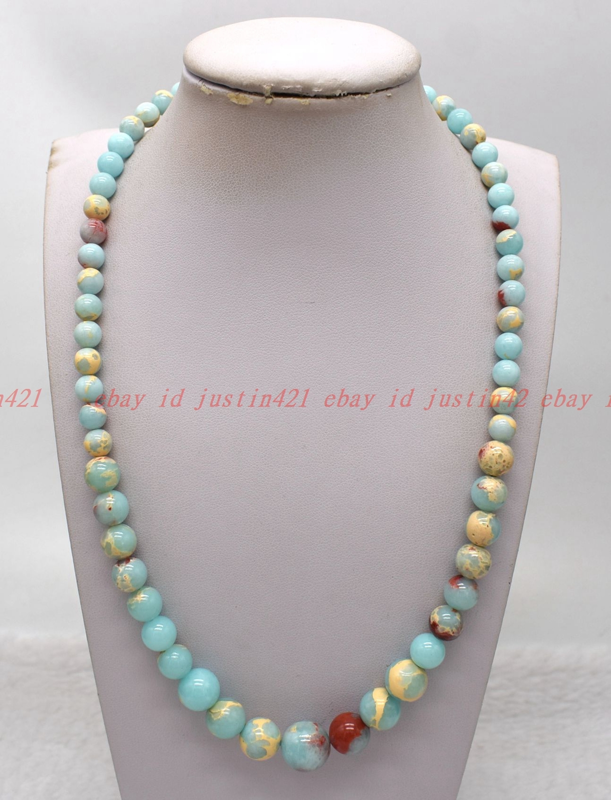 Handmade 6-12mm Shoushan stone Gems Round Beads Stretchy Necklace Reiki Chakra