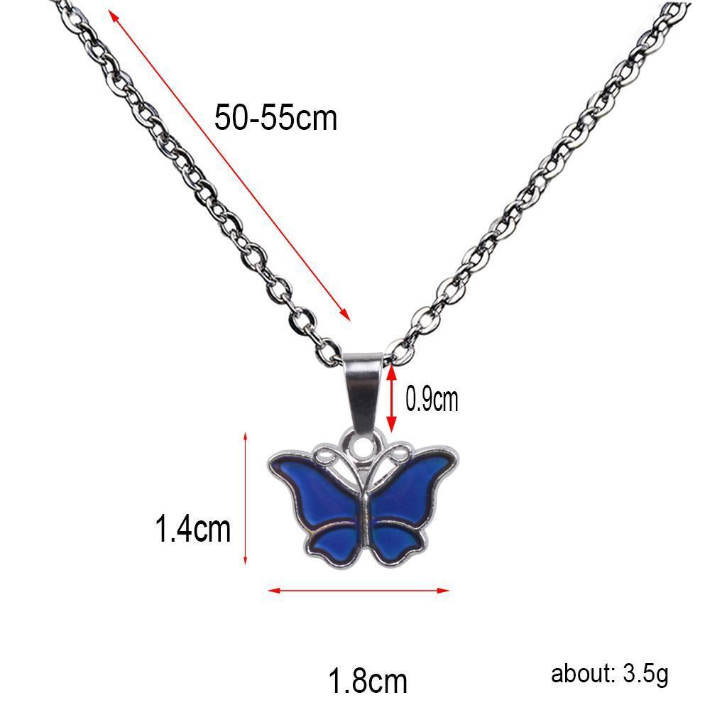 Cute Butterfly Pendant Color Change Mood Stainless Steel Chain Necklace