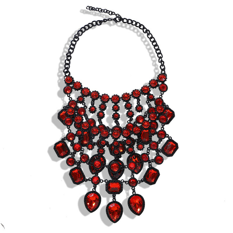 Women Fashion Cluster Choker Chain Maxi Long Big Statement Bib Necklace Jewelry