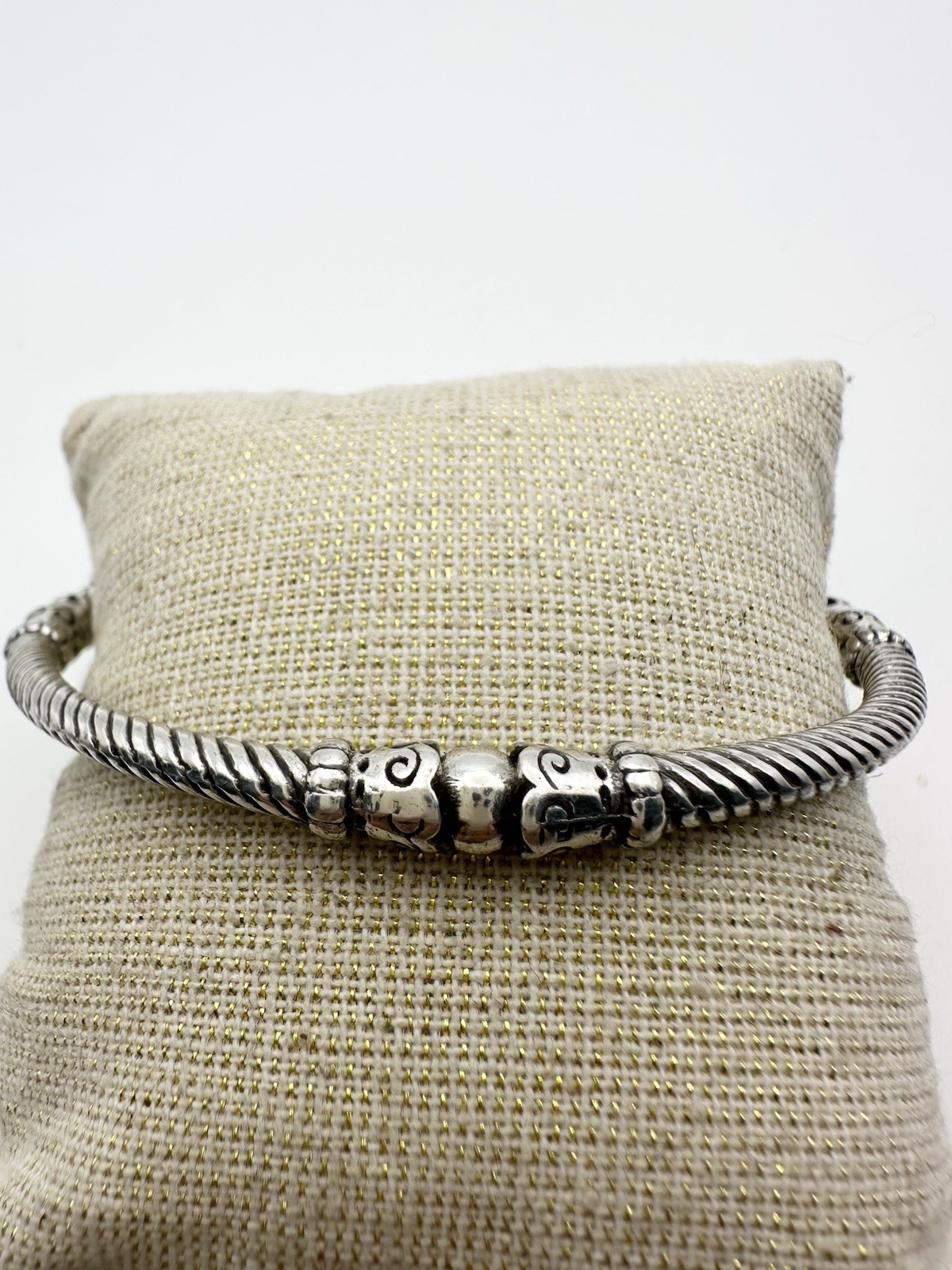 Brighton Cable Bangle Bracelet Silver Plated 8.15”