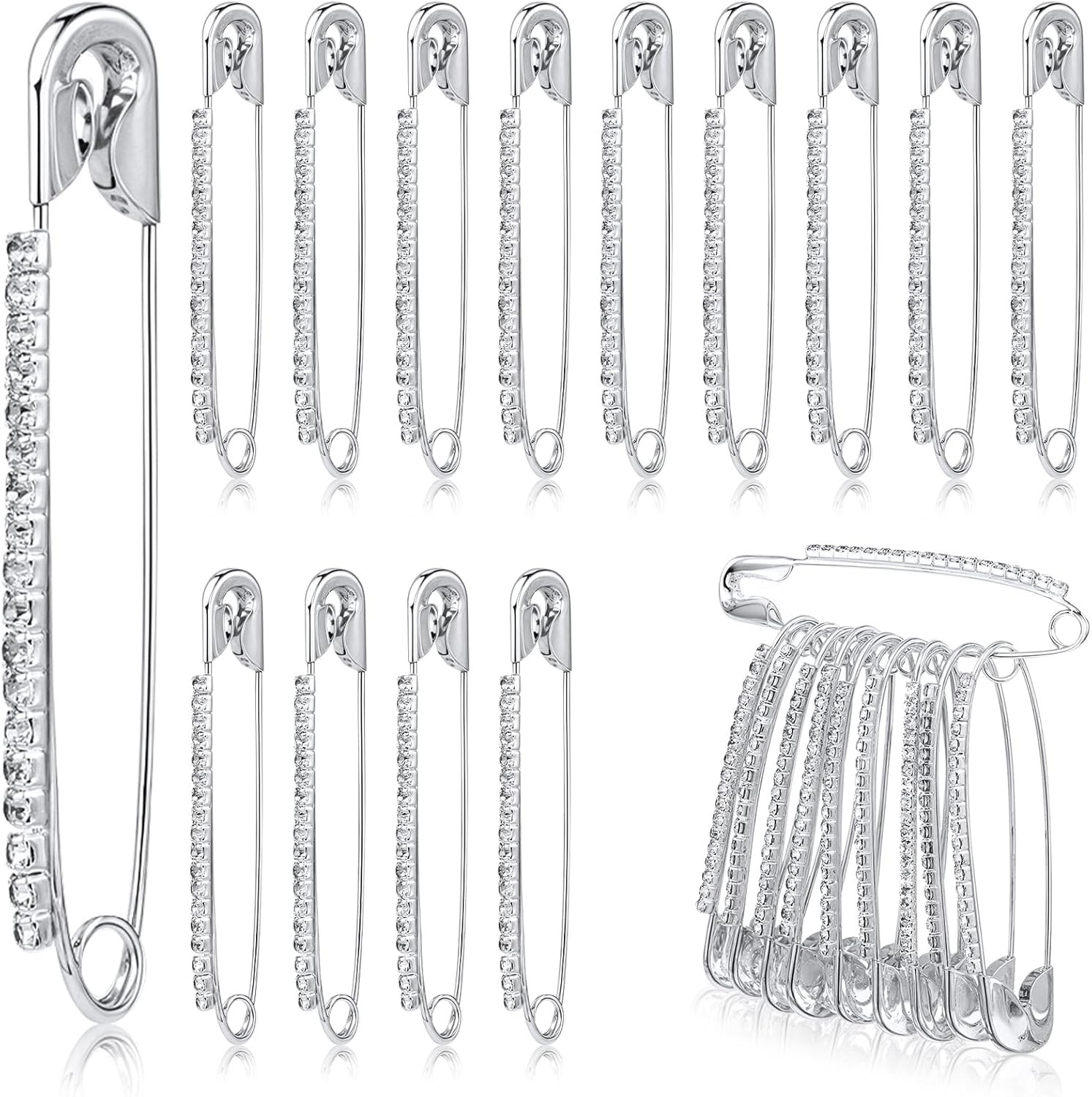 30 Pcs Rhinestone Safety Pins Faux Crystal Brooch Pin Women Sweater