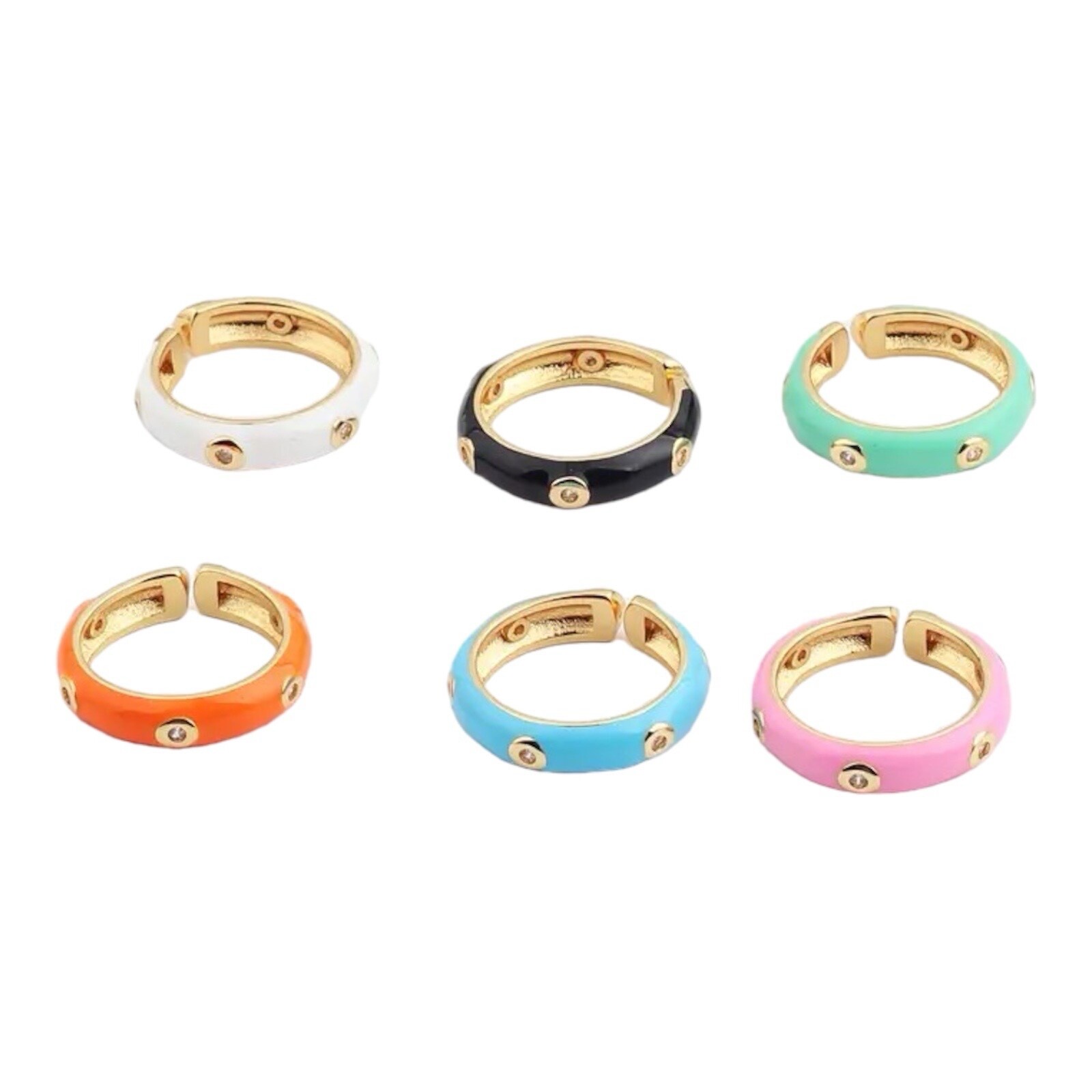 ZARD Turquoise Enamel Ring with Cubic Zirconia Accent and 18K Gold Plating
