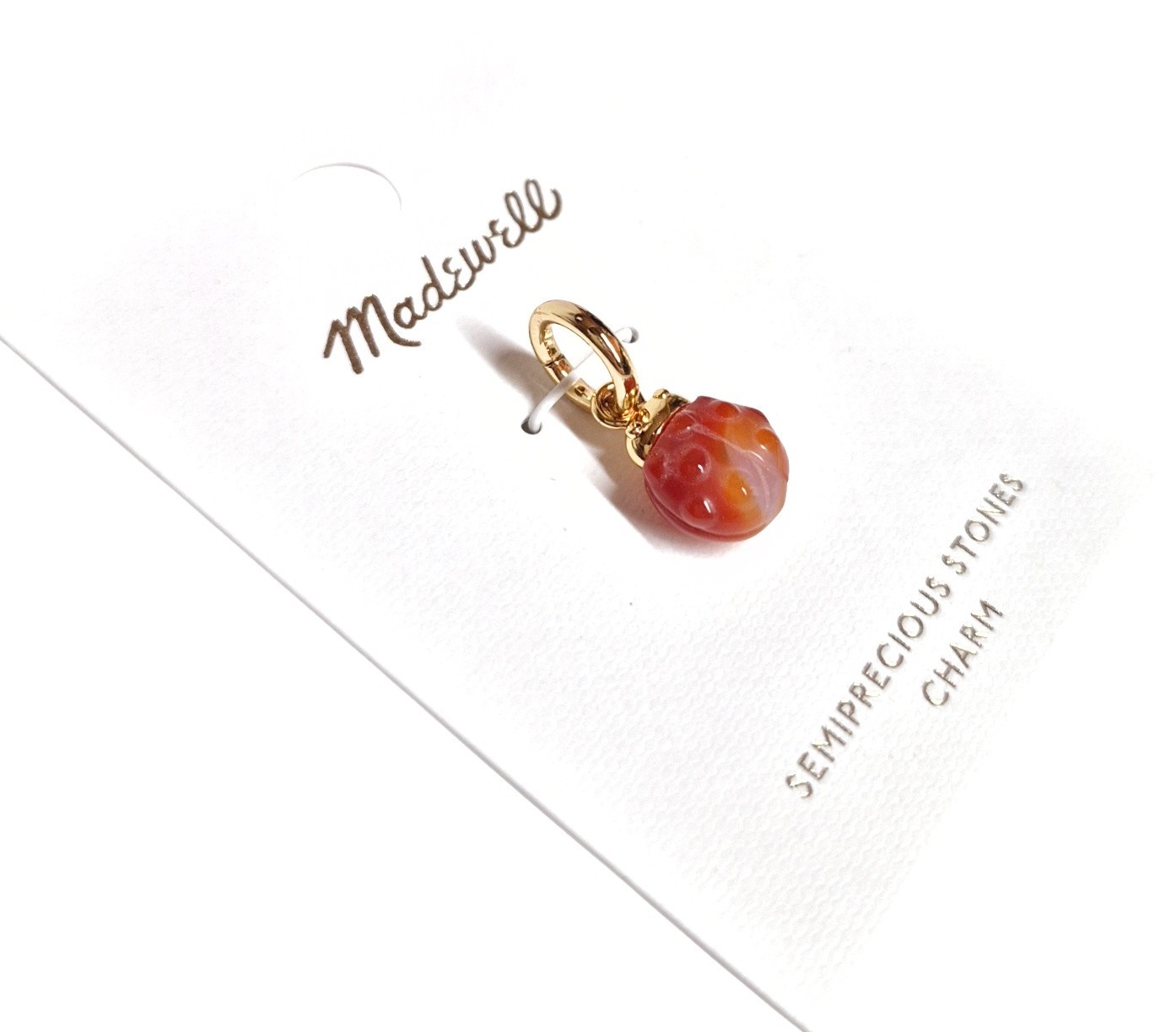 Madewell Semiprecious Ladybug Charm Antique Gold Red Brass Nickel Safe New