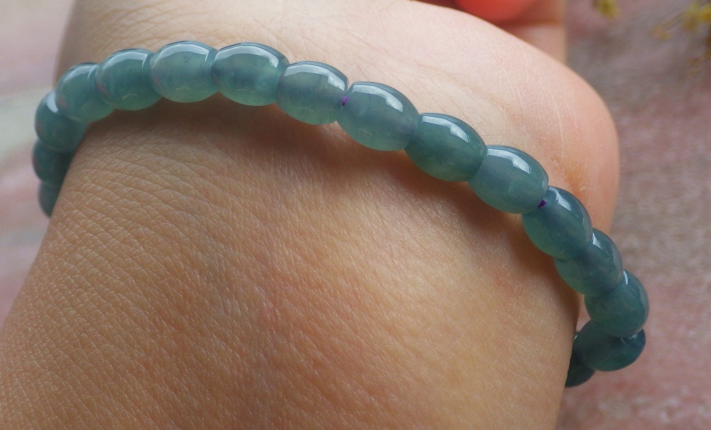 1 Pcs Icy Green 100% A JADE Jadeite Bead Beads Bangle Bracelet 6.5 inches 734770