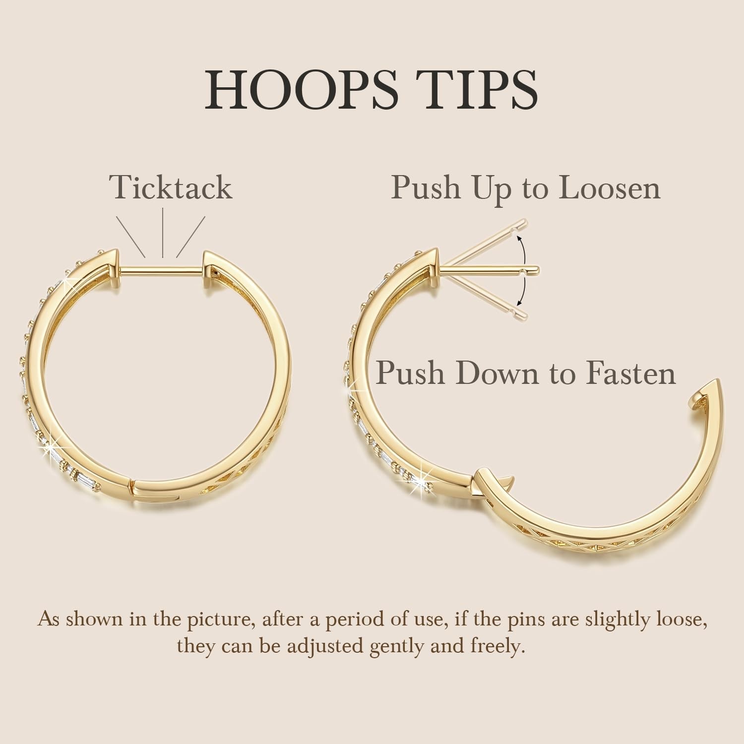 NICRET Gold Hoop Earrings 14K Gold Hoops Earring For Women Gleaming Earrings