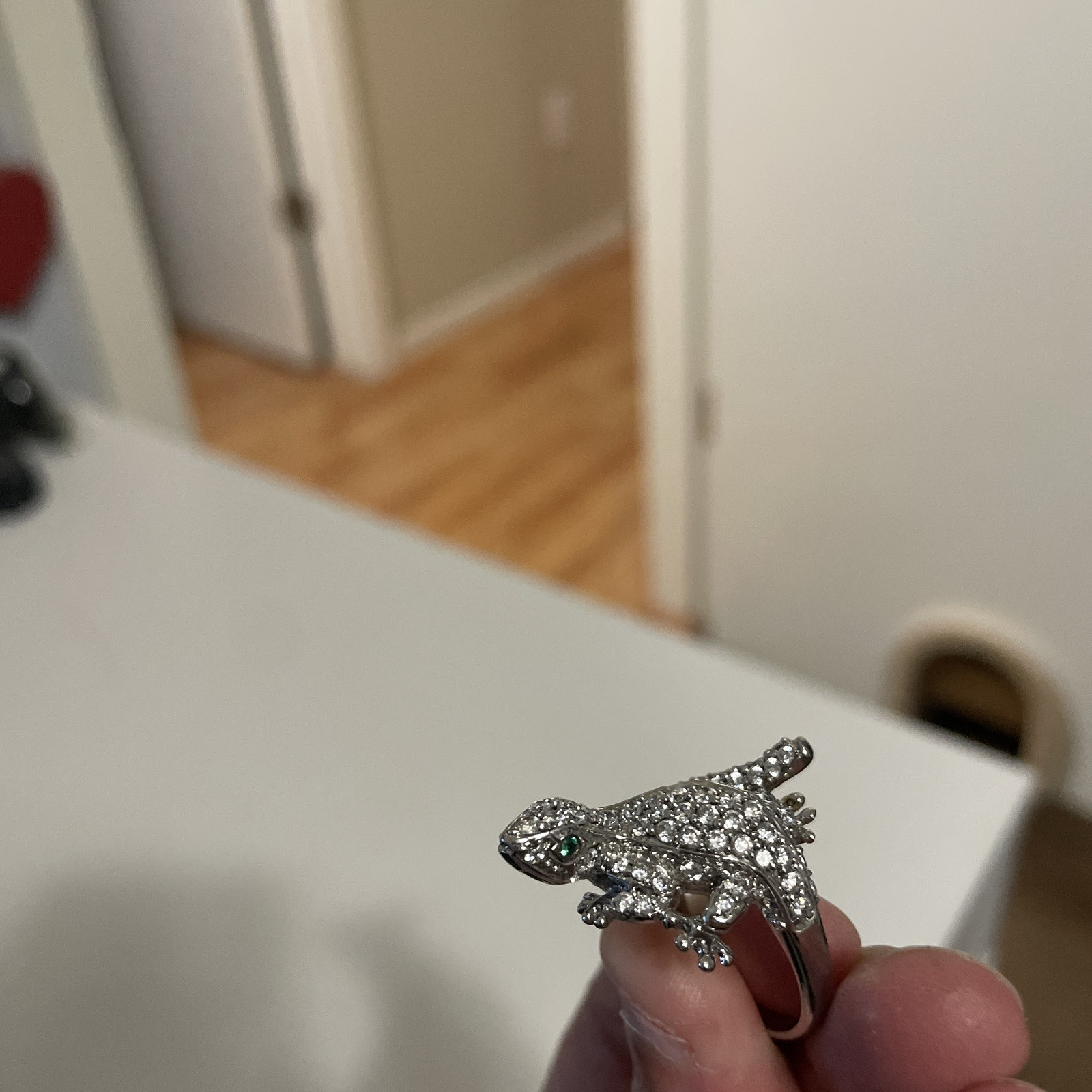 Sonia B Bitton 925 Silver CZ Gecko Lizard Ring Size US 6.5