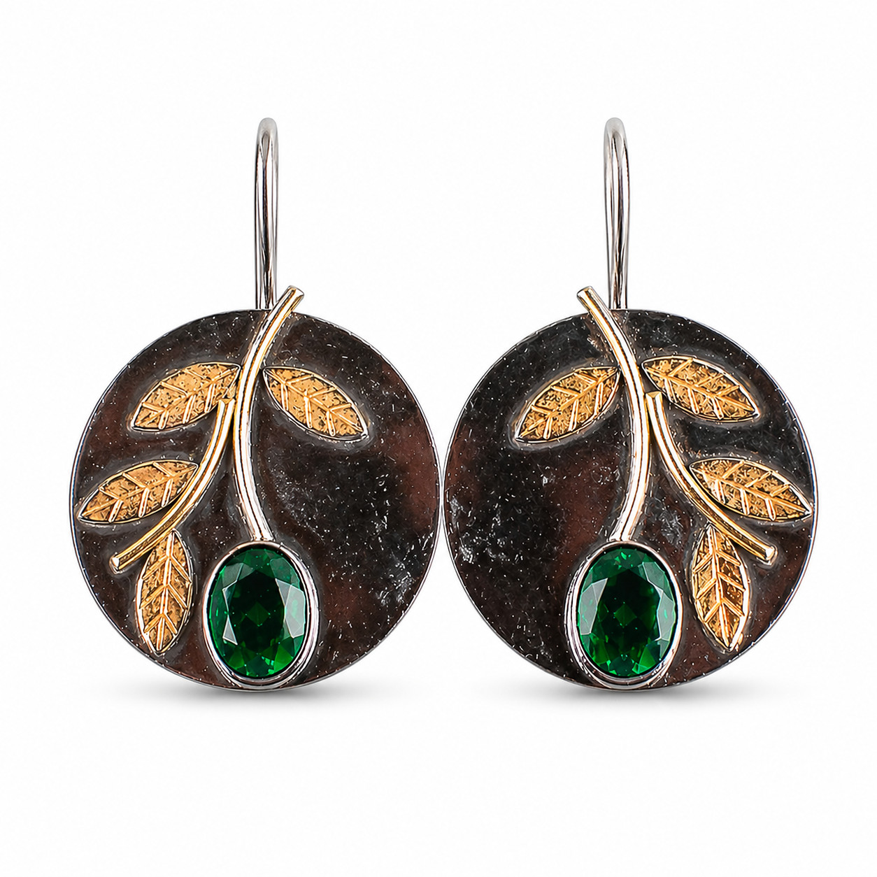 Emerald Gemstone Earrings 925 Sterling Silver Handmade Boho Jewelry For Her 1.7″