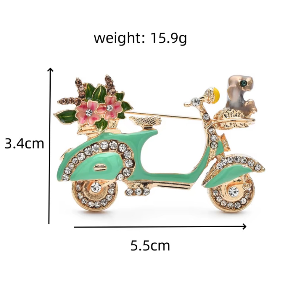 Crystal Rhinestone Flower Brooch Scooter Pin – Spring Summer Beach Ocean Jewelry