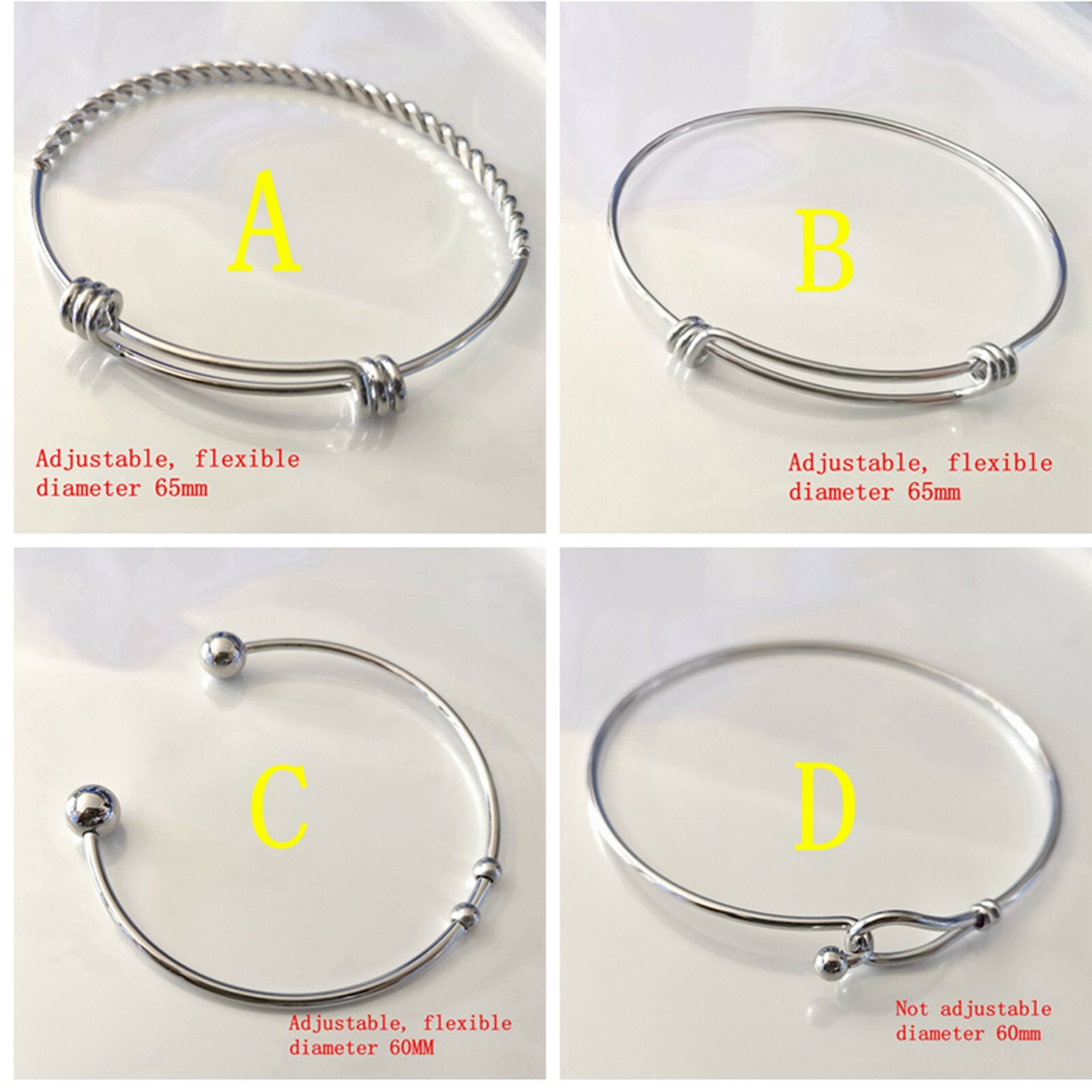 Stainless steel Silver bracelet bangle women jewelry Can add small charms