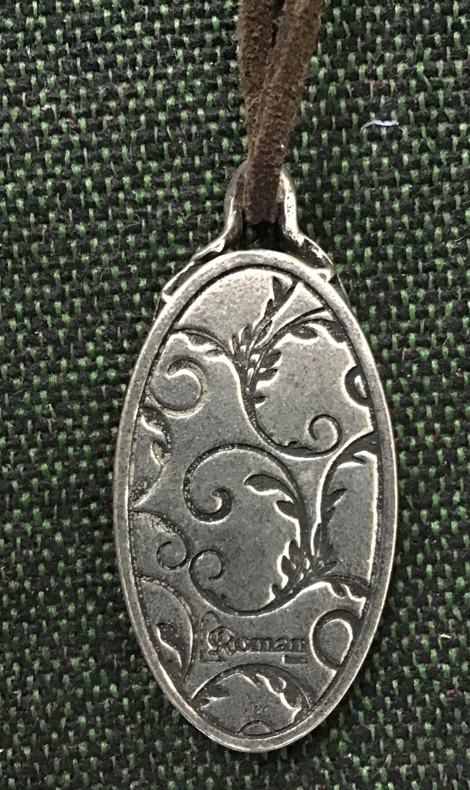 ROMAN INC Faith Cross Tone Silver Pendant Brown Leather Cord 18” Necklace – NEW