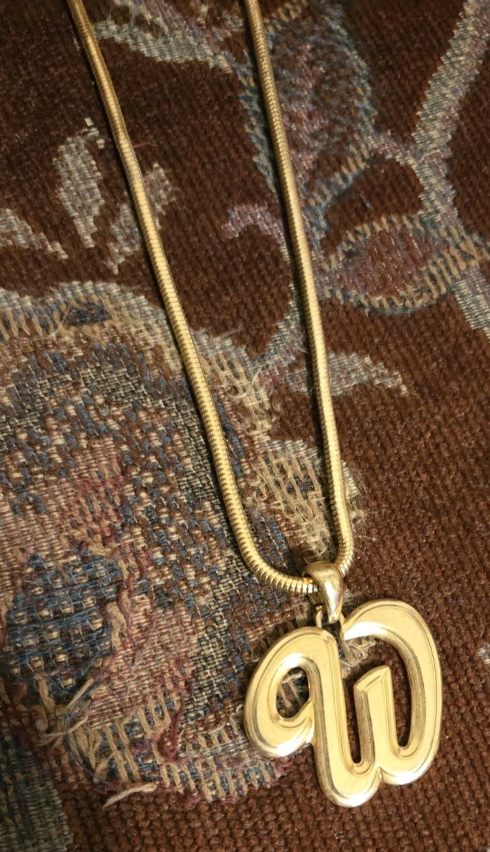 ANNE KLEIN II Gold Tone Initial “W” Pendant On 31” Slinky Snake Chain