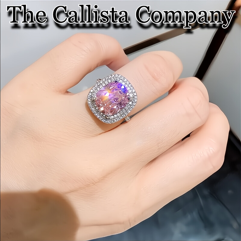 Best Seller LAB-CREATED 3.18 CT RADIANT CUT PINK 3A+ CZ SILVER RING SZ 5,6,7,8