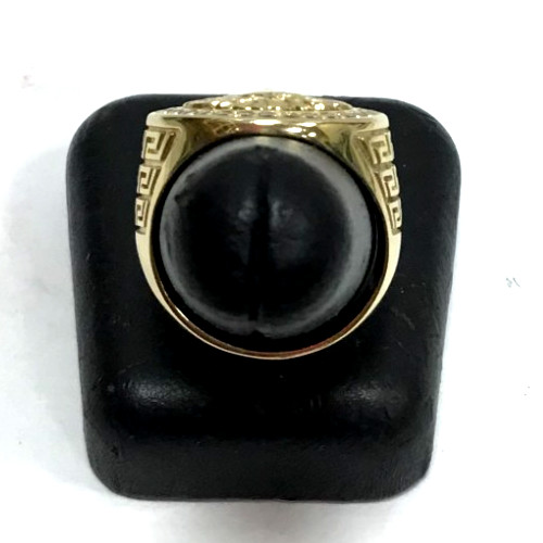 (MA3) Men’s 14k Yellow Gold 9.1 Grams CZ Greek Key Fashion Ring – Size 10