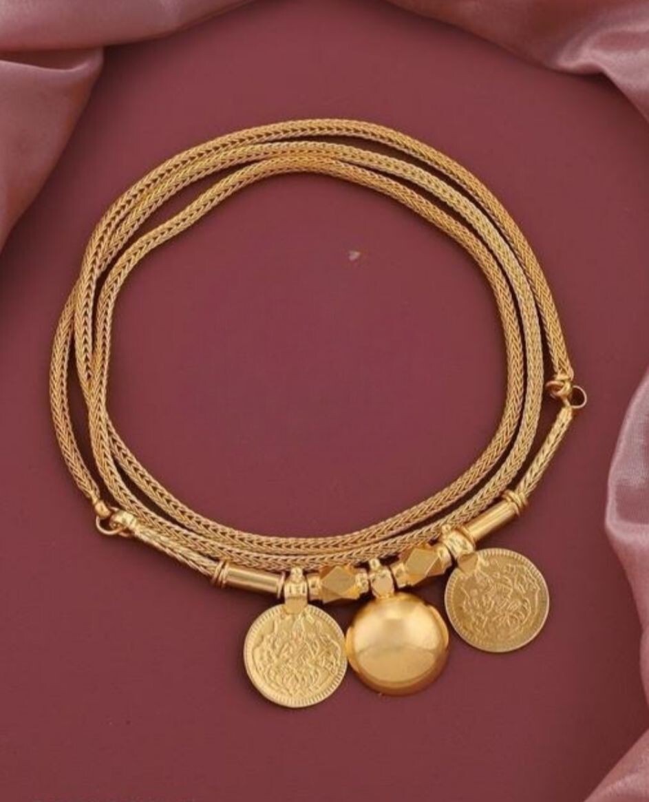 Gold Coin Studded Pendant Gold Plated 24 inch Mop Neckchain necklace For Women