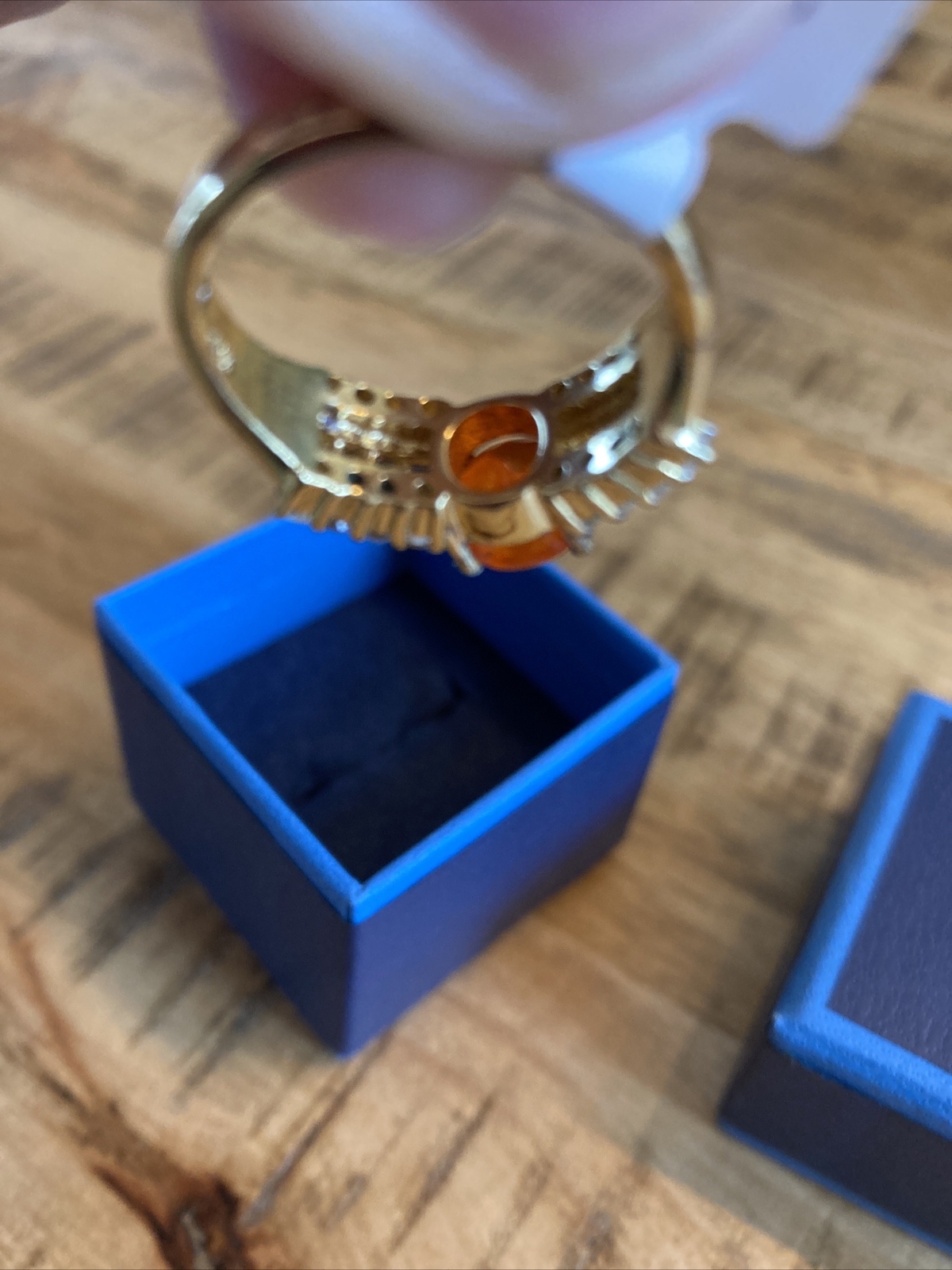 “ORANGE” Ring & Earrings with Box Gold Plated STERLING SILVER Size 10 NIB