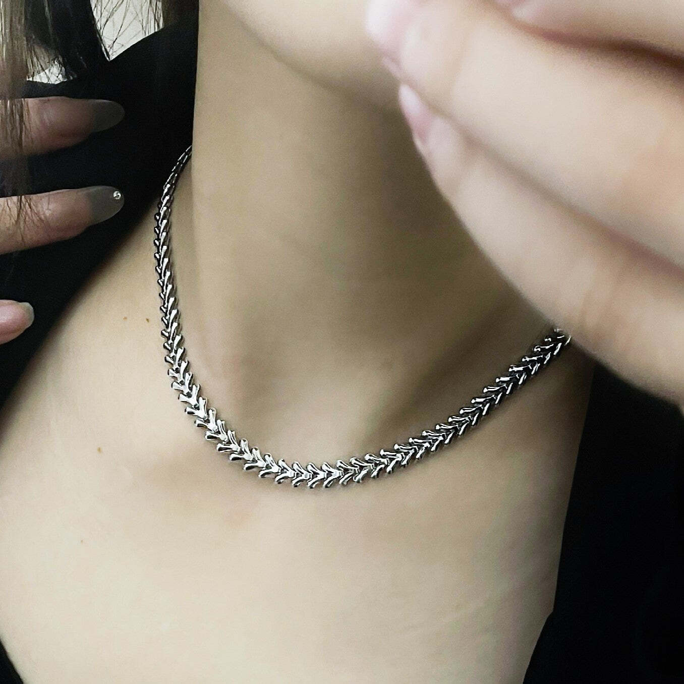 Snake Herringbone Chain Necklace