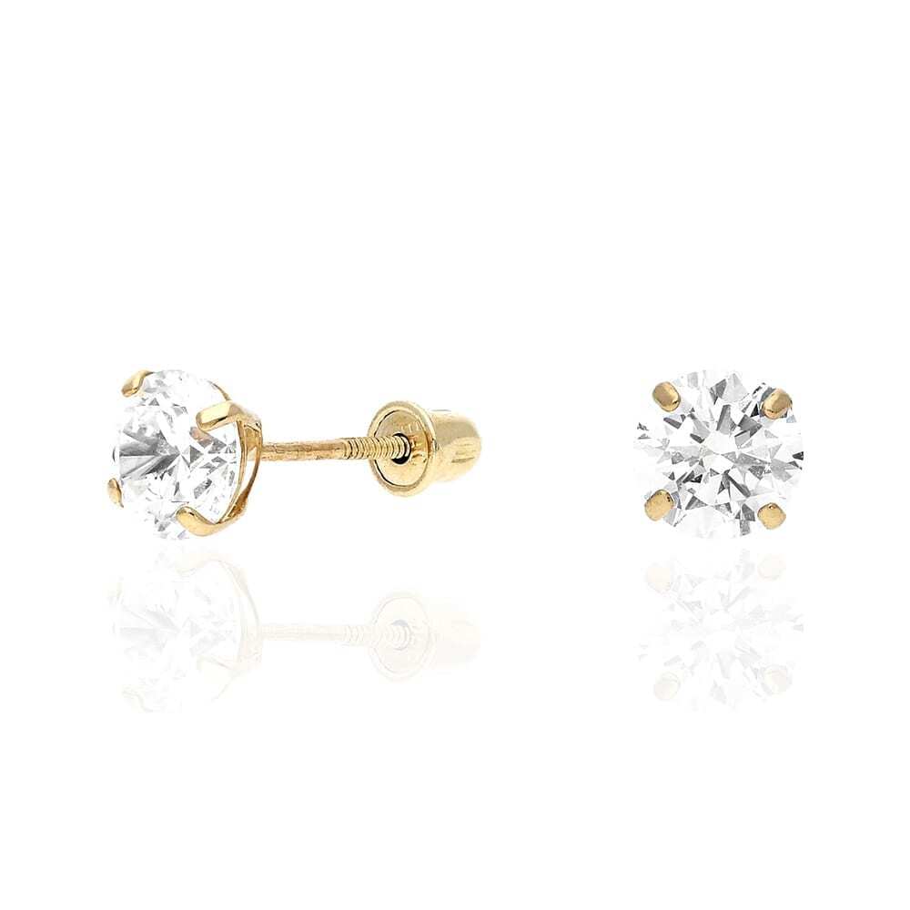 1CTW Simulated Diamond 14K Yellow Gold Brilliant Screw Back Stud Earrings 5mm