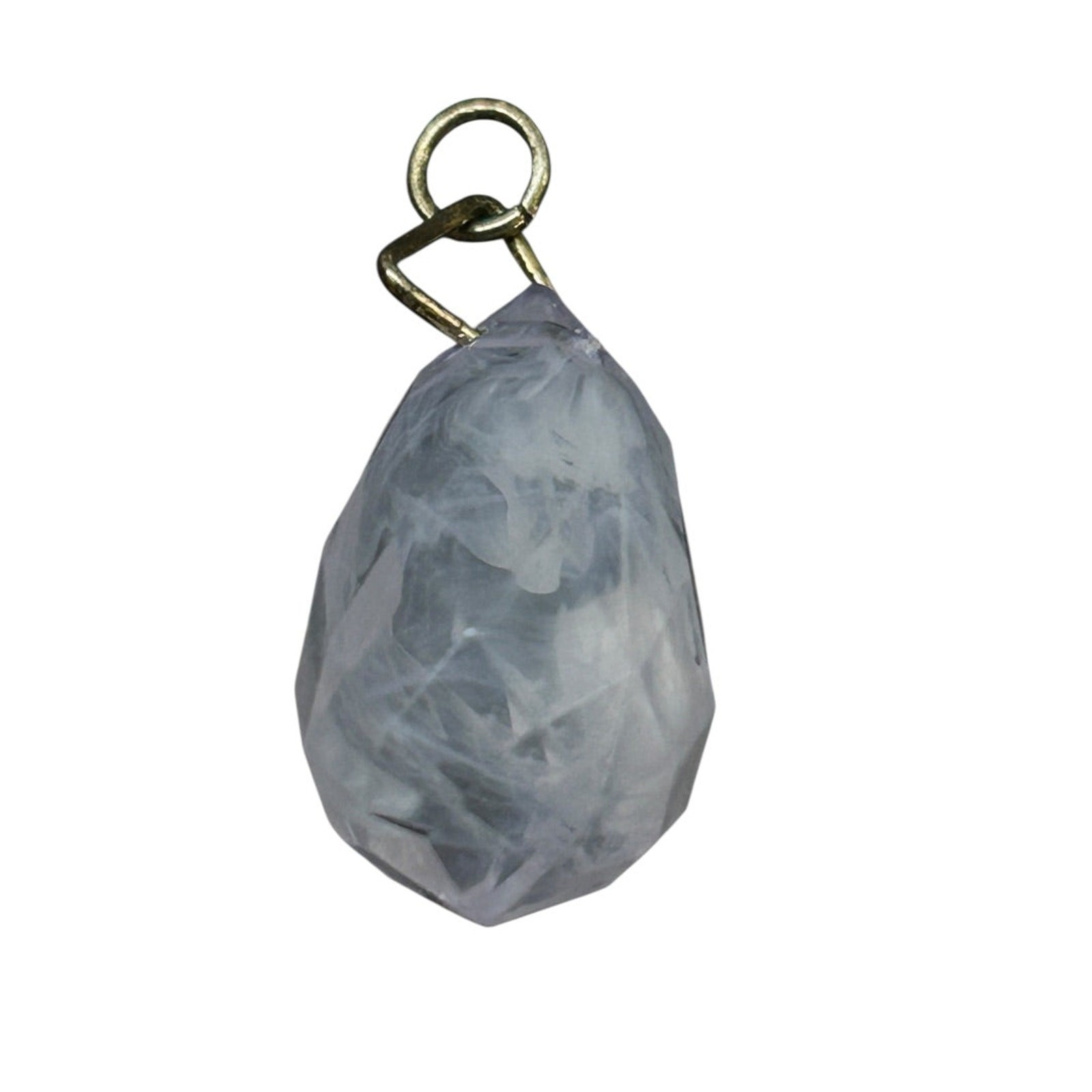 Acrylic Lavender Pendant Faceted Silvertone Jump Ring .75″