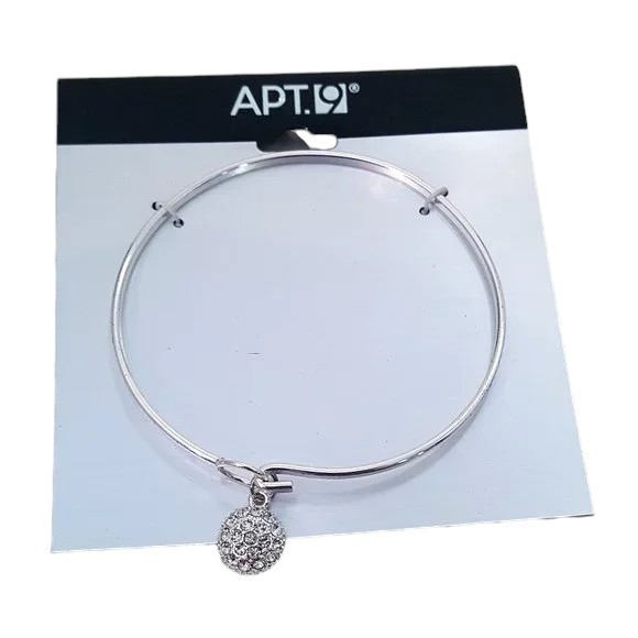 Apt 9 Silver Plated Rhinestone Trendy Bangle Bracelet NWT
