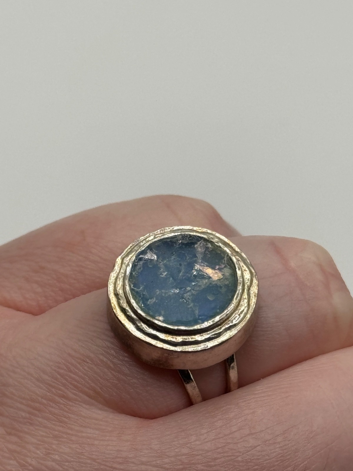 Luli Hamersztein Sterling Silver Roman Glass Ring Size 7