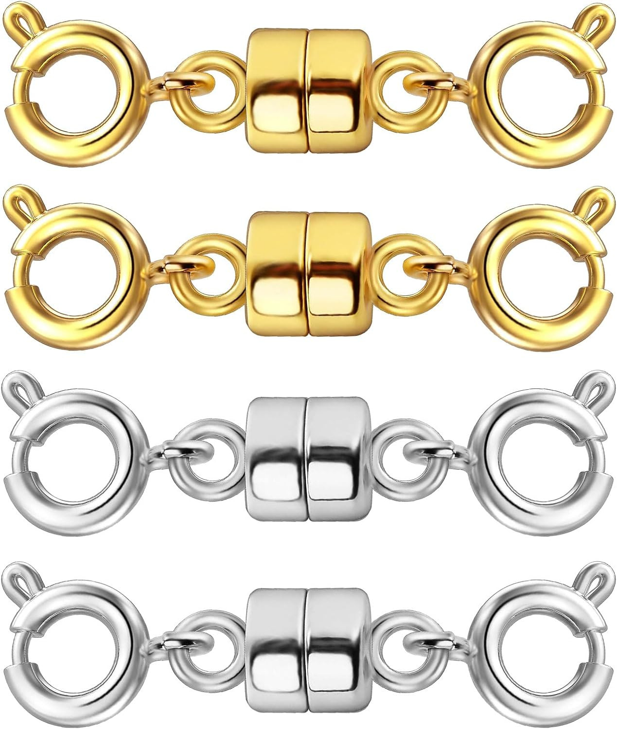 Double Magnetic Necklace Clasps and Closures 14K Gold and Silver Bracelet Extend