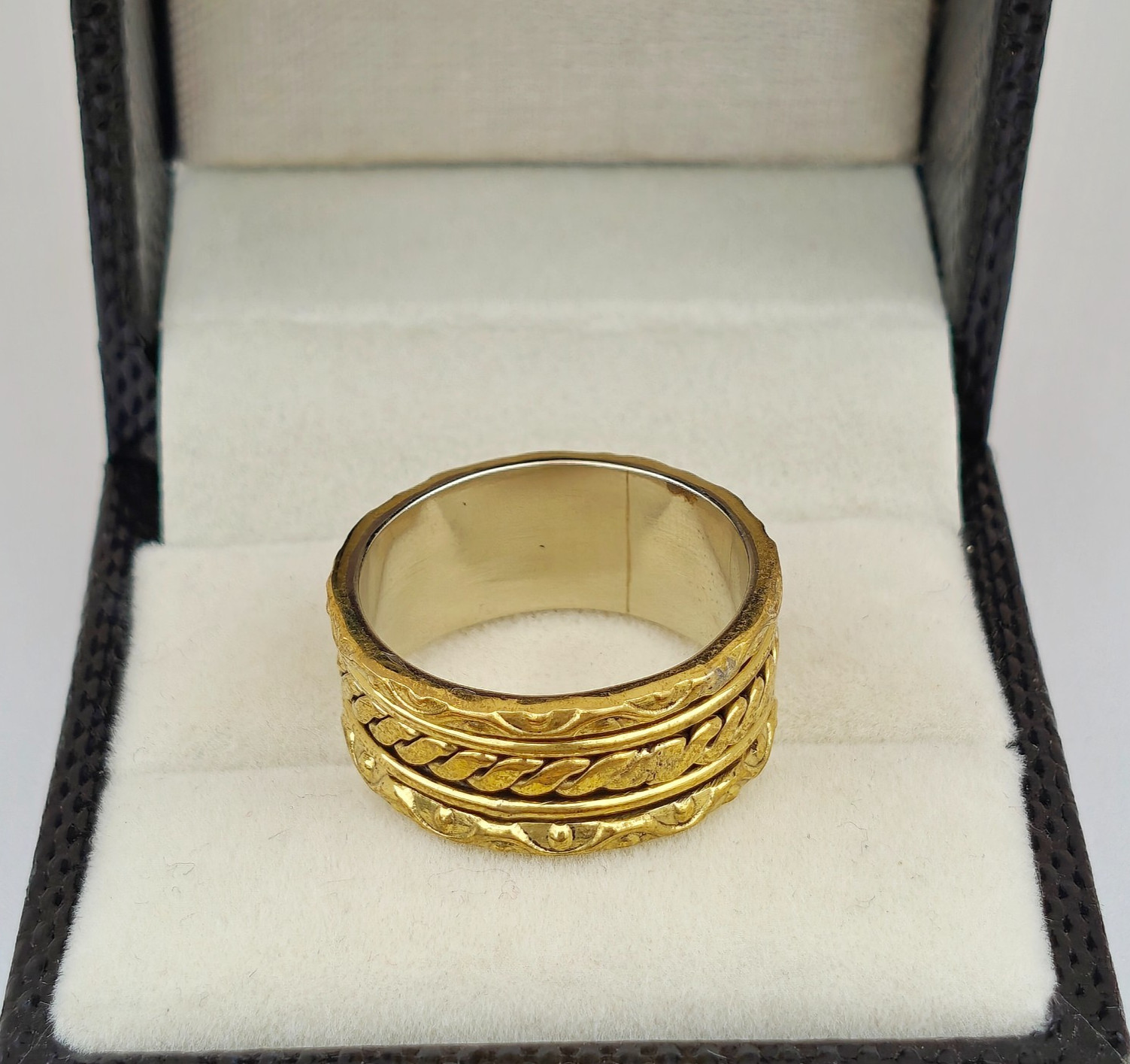 Rope Pattern Solid Brass Designer Spinner Ring Meditation Ring Handmade Jewelry