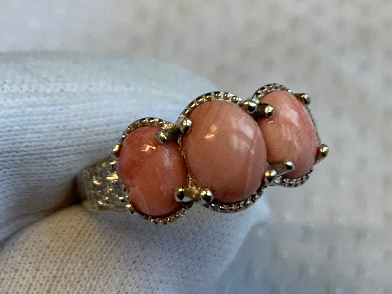 Sterling Silver Ring 3.64g Fine Jewelry Size 8 Band Angel Skin Coral Look *READ*