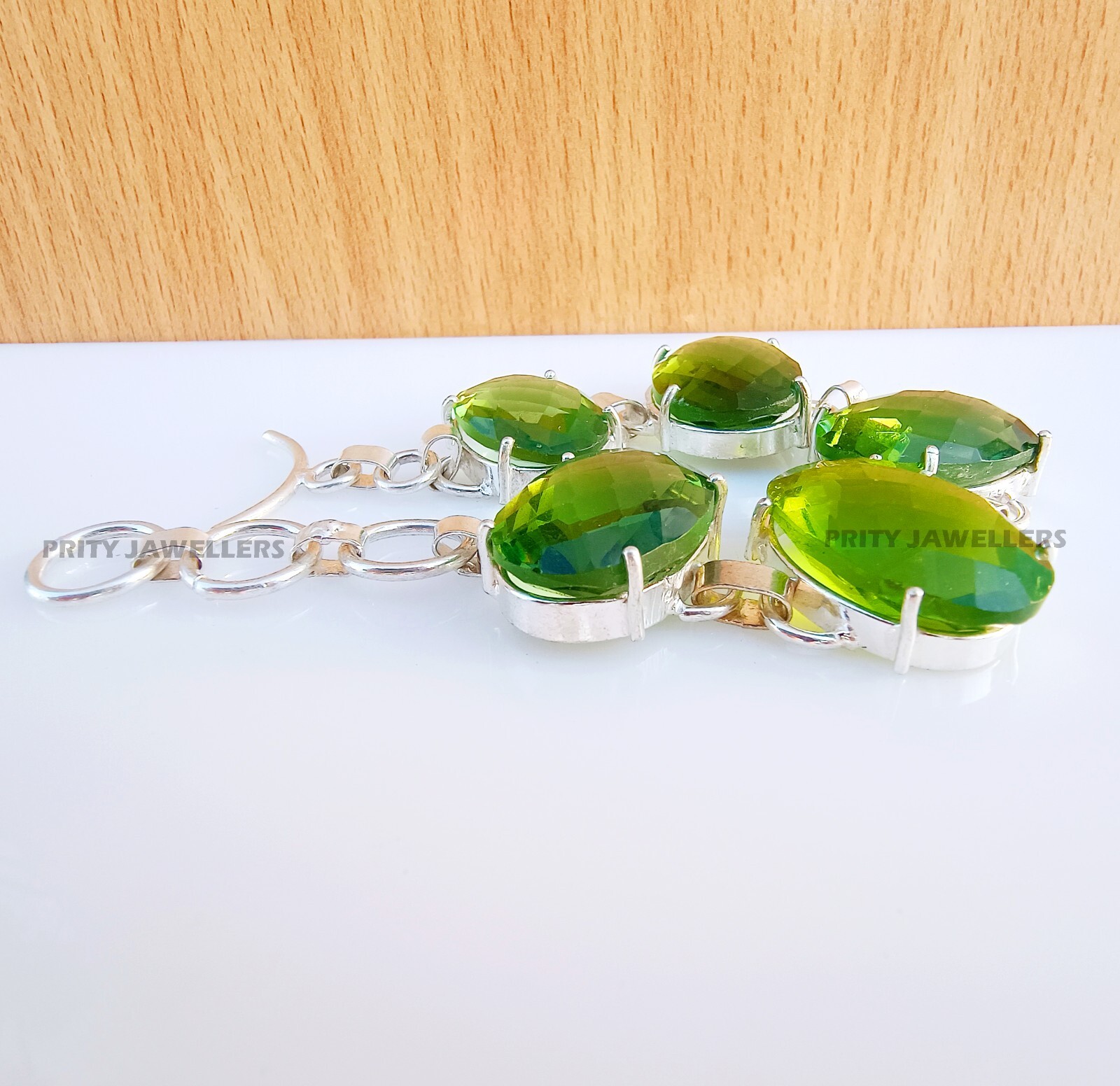 Green Topaz Bracelet, Silver Plated Handmade Bracelet, All Size Available