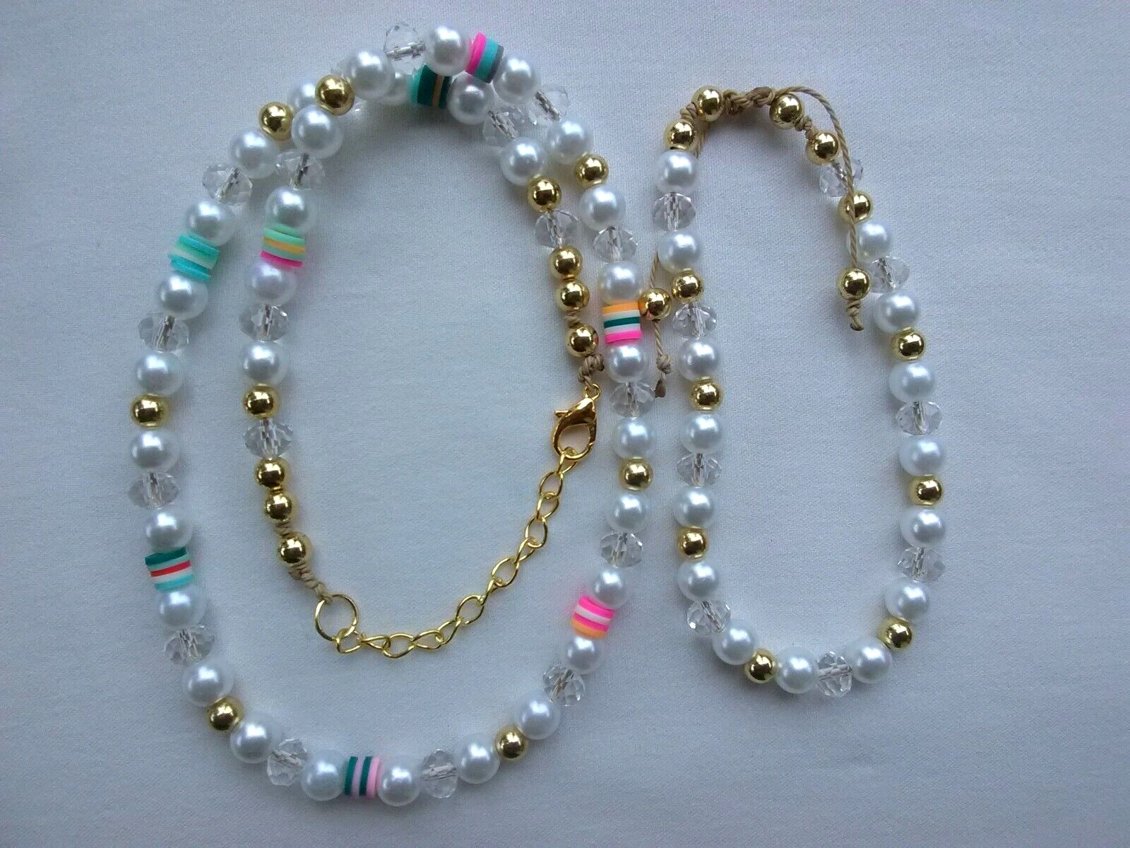 2 Lot 21″ Necklace Heishi Anklet Set Boho Beach Gift USA Seller New