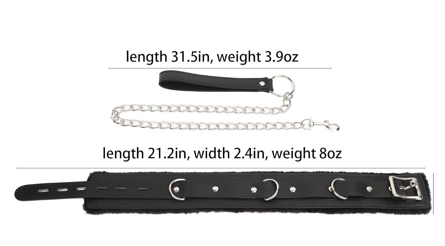 Leather Collar for Women, Adjustable Choker Collars Necklaces with Fur Liner for