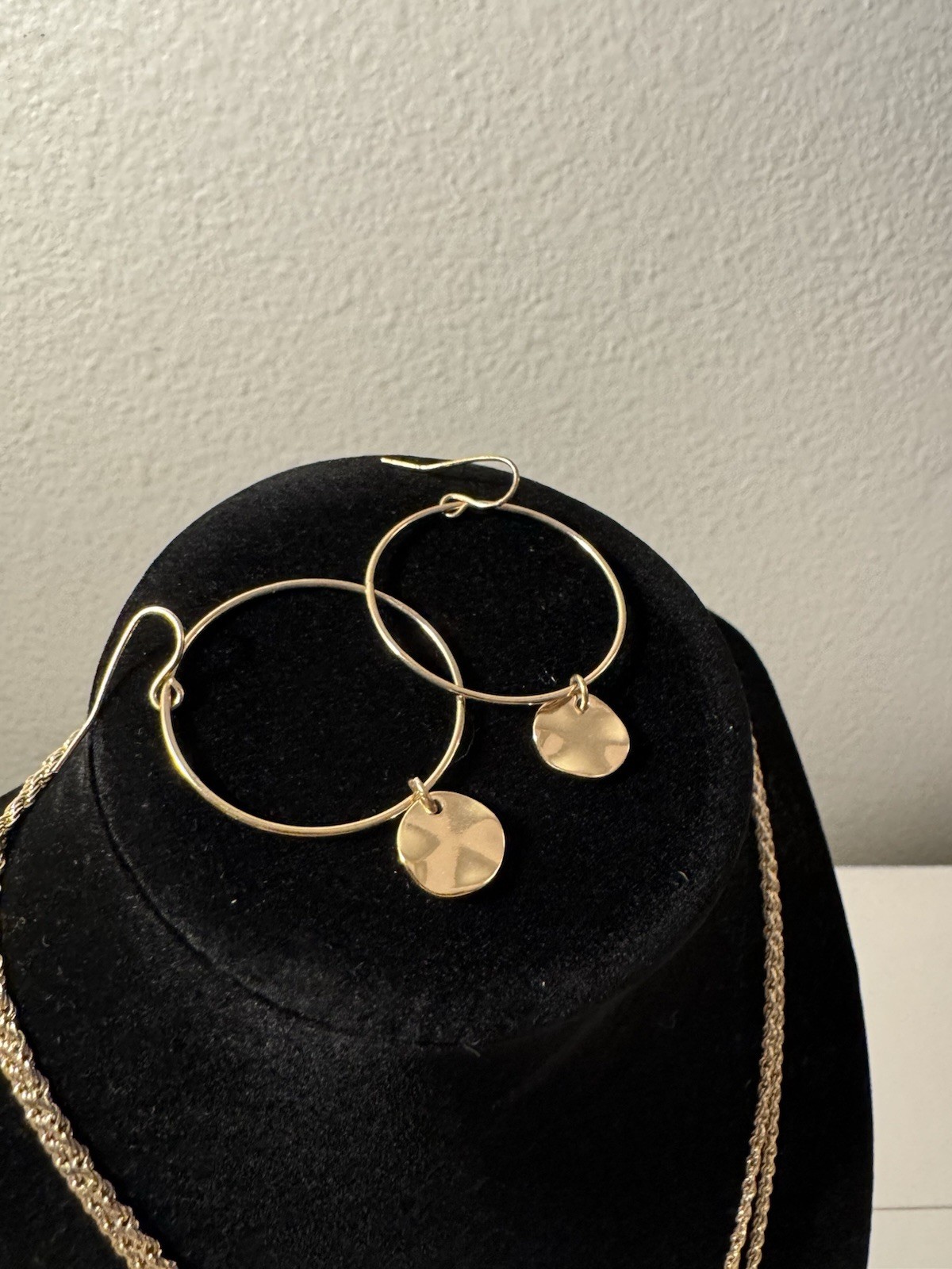 Nordstrom Rack Gold Double Rope; 2 Round Pendants Necklace w/Matching Earrings