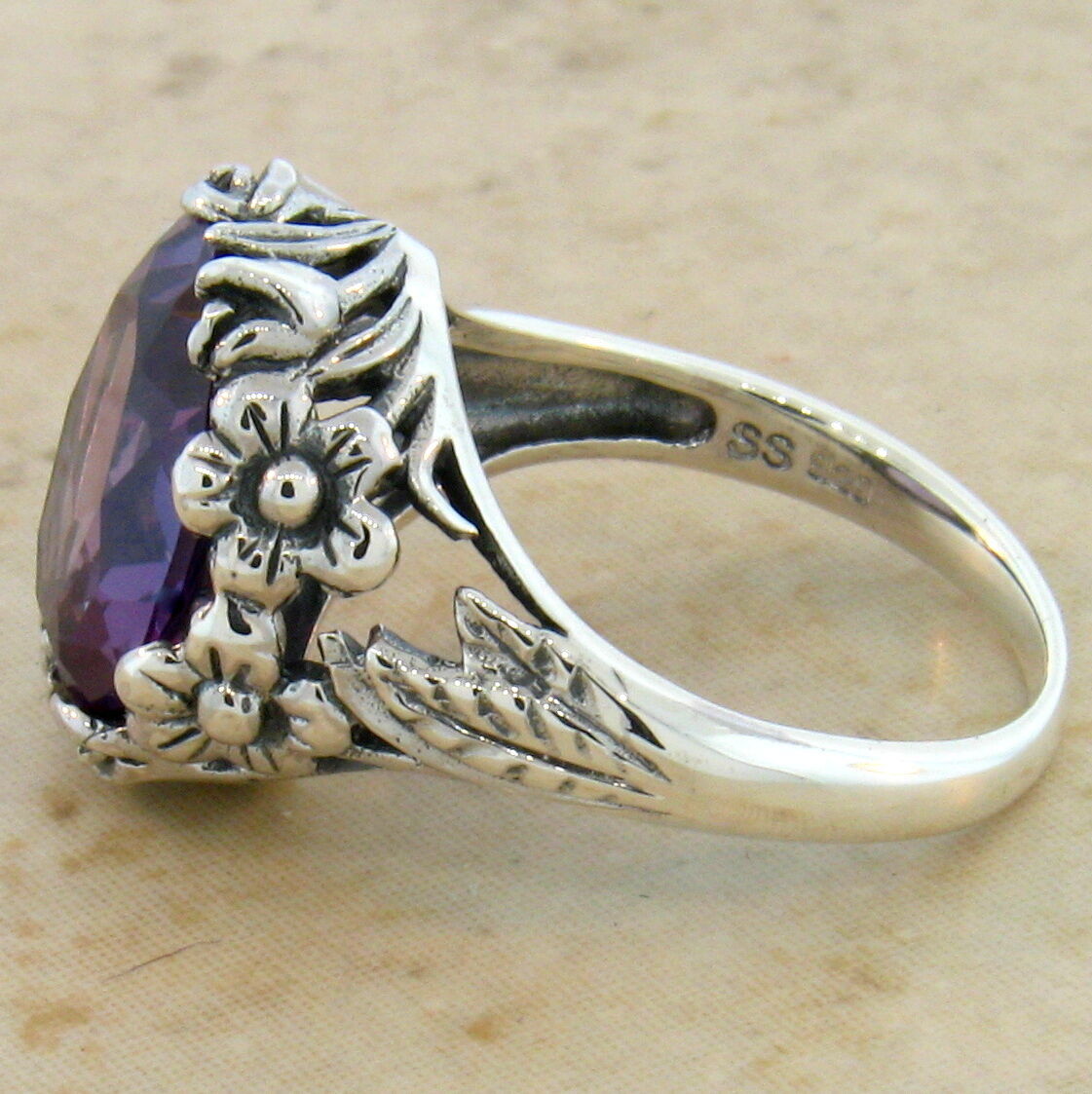 6 Ct COLOR CHANGING LAB ALEXANDRITE CLASSIC STYLE 925 STERLING SILVER RING 470X