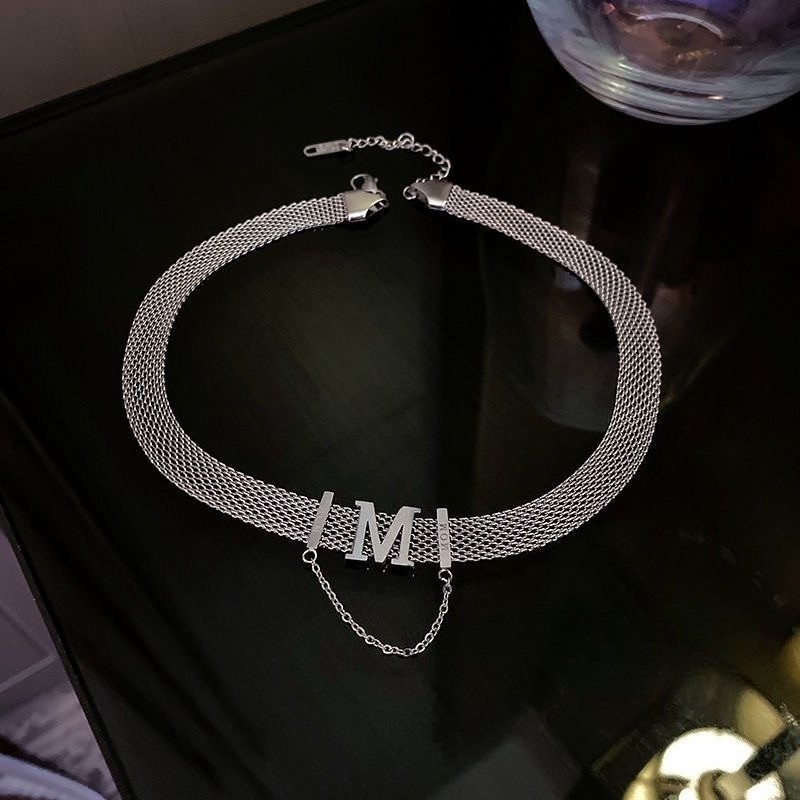 Personalized Initial Choker Necklace 18K Gold Plated Adjustable Chain for Women
