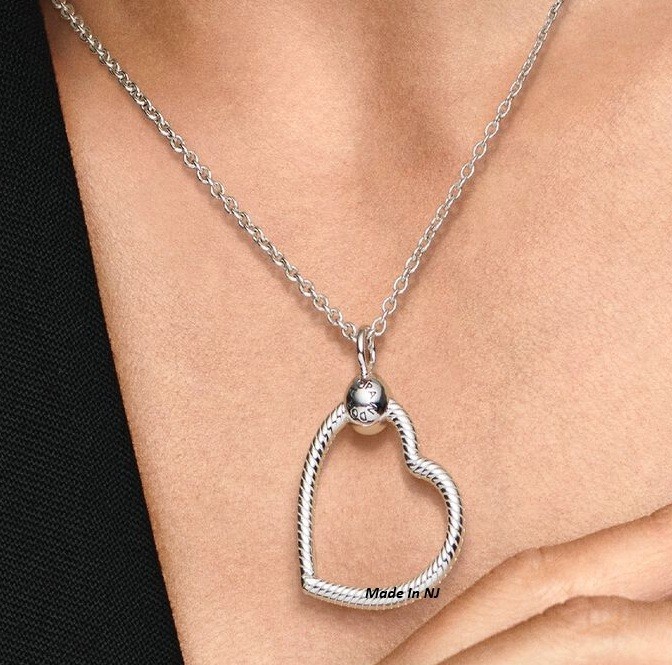 Brand New Pandora Necklace & Moments Heart Pendant Charm Holder Sterling Silver